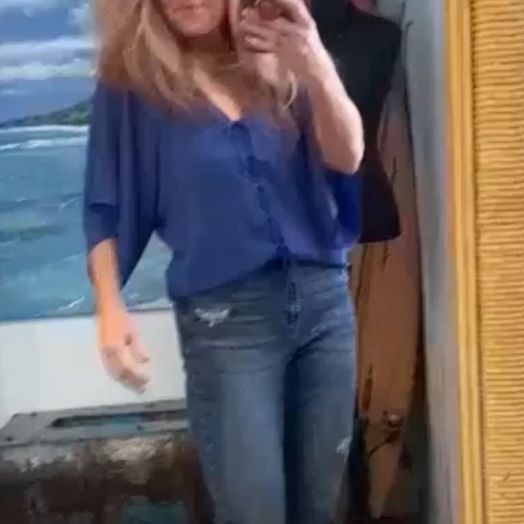 ⭐️WHBM, Periwinkle Blouse,Cool Lace-Up Back, Flowy, Sexy Blouse, Size XXS - Picture 9 of 14